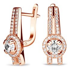 Gold earrings with cubic zirkonia S73F, 3.95